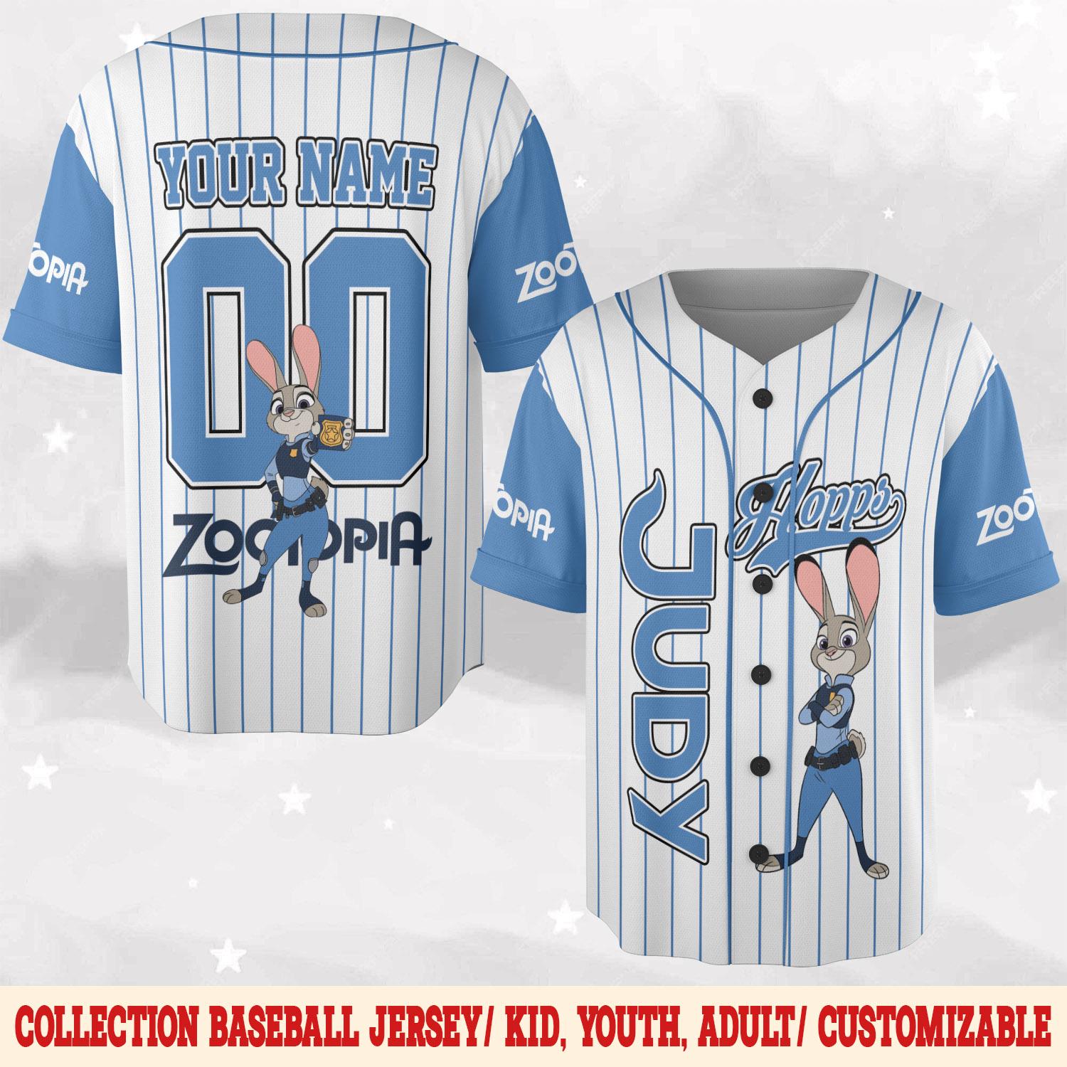 Discover Disney Judy Hopps Baseball Jersey, Disney Zootopia Sport Jersey, Bunny Officer Streetwear Jersey