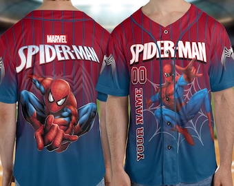 Personalized Spiderman Baseball Jersey, Custom Spidey Baseball Jersey Kids, Youth, Adult, Spiderman Birthday Boy Jersey, Family Shirt C1FJ06