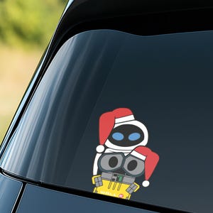 Wall-e and Eve Peeker Transparent Car Decal/ Pixar Peekaboo Window Bumper Vinyl Disney Luggage Helmet Guitar Laptop Jumbo Sticker BZHW23