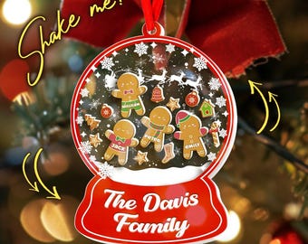 Cool Gingerbread with Christmas Family Ornament 2025, 4D Customized Cookie Ornament Gift for Christmas, Custom Family Ornament 2025 BYJ521