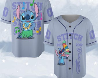 Personalized Stitch Baseball Jersey, Custom Lilo and Stitch Shirt for Kids & Adults, Disney Birthday Trip Shirt, Magic Kingdom Gift NGQQ15
