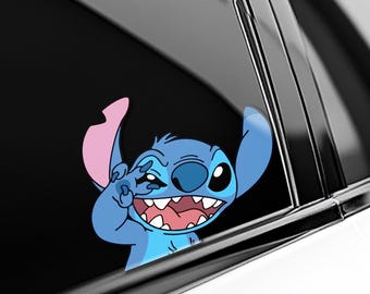 Disney Stitch Sticker Decal, Disney Cute Peekaboo Vinyl Car Window Decoration, Waterproof Laptop Water Bottle Sticker Pack Gift NGT320-03
