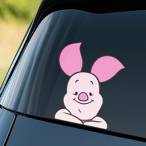 Cute Piglet Peekaboo Peeker Peeking Car Window Decals, Bumper Waterproof Vinyl Stickers, Disney Winnie The Pooh Pack Stickers NGRS10-2