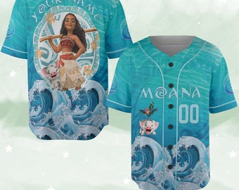 Personalized Disney Moana Baseball Jersey, Moana Movie Baseball Jersey for Kids Adults, Moana Birthday Family Jersey Gift Outfit NGPI20