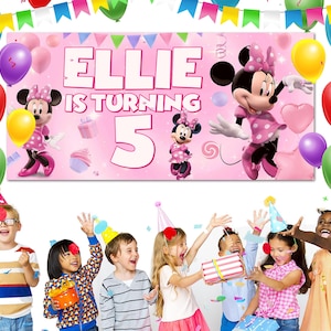 Minnie Mouse birthday backdrop, Minnie Mouse birthday banner, Minnie Mouse Decoration party, Minnie Mouse Background C1E315