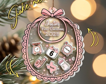 Baby's First Christmas Ornament,Personalized Baby 1st Christmas Ornament,Custom New Baby Gift, 4D Shake Babies Ornament, Baby Shower G5NU04