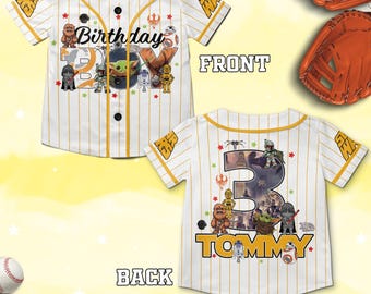 Custom Jersey Star War Birthday Baseball Jersey, Birthday Baseball Outfit, Gift for Star Wars Fans, Disneyland Jersey C1GI06