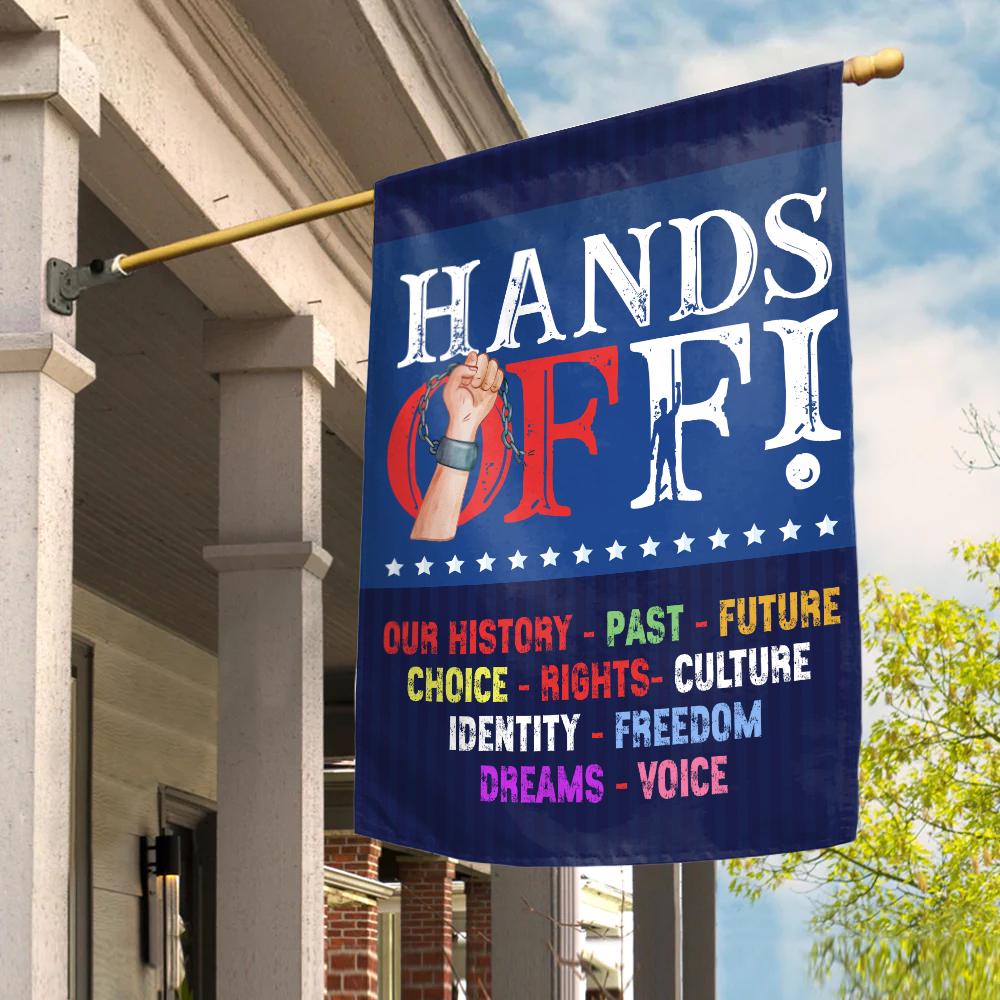 Gartenflagge "Hands Off Protest Social Security" - 30,5x45,7 Cm, Wetterfest, Lebendige Farben