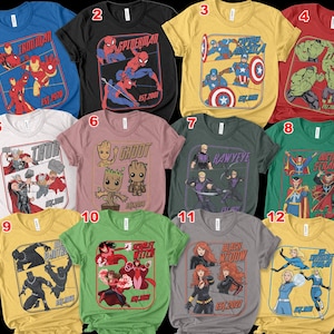 Retro Avengers Disney Marvel Shirt, Spiderman Iron Man Shirt, Birthday Boy, Birthday Girl, Marvel Family Group Matching Tee NHOH04 bild 1