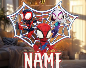 Personalized Spidey and His Amazing Friends Christmas Ornament,Custom Name Spiderman Family Christmas ornament, Spidey Xmas Ornament CZJG16