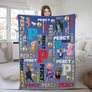 Personalized Sing 2 Blanket, Pig Rosita Johnny Jimmy Nooshy Clay Calloway Character Blanket, Sing Pig Blanket NVN4I14
