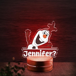 Personalized Disney Olaf Led Night Light, Custom Name Night Light, Frozen Disney Gifts, Kids Bedroom D2IV13