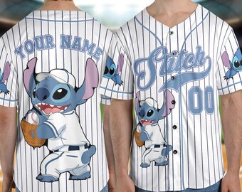 Custom Disney Lilo and Stitch Stitch Baseball Jersey, Gift for Kids, Disney Birthday Gift, Gift For Baseball Fans C1FN10