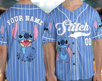Custom Disney Lilo and Stitch Stitch Baseball Jersey, Gift for Kids, Disney Birthday Gift, Gift For Baseball Fans C1E121