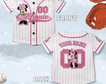 Personalized Minnie Baseball Jersey,Cute Minnie Matching Jersey, Custom Disneyland Shirt, Birthday Baseball Team, Gift For Disney Fan G5QA08