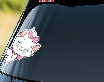Aristocats Peeker Transparent Car Decal,Marie Toulouse Berlioz Cats Peekaboo Window Vinyl Disney Luggage Helmet Guitar Laptop Sticker G6IP09