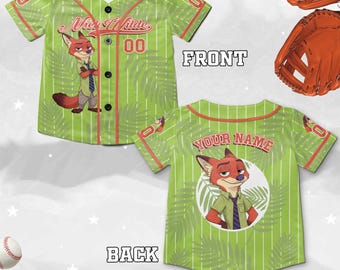 Personalized Zootopia Nick Wilde Baseball Jersey, Disney Nick Wilde Jersey Shirt, Disney Zootopia Baseball Jersey D2JZ11
