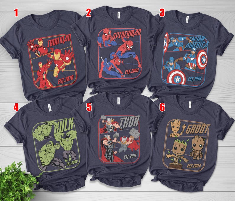 Retro Avengers Disney Marvel Shirt, Spiderman Iron Man Shirt, Birthday Boy, Birthday Girl, Marvel Family Group Matching Tee NHOH04 bild 7