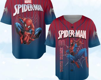 Personalized Spiderman Baseball Jersey, Custom Spidey Baseball Jersey Kids, Youth, Adult, Spiderman Birthday Boy Jersey, Family Shirt C1FJ06