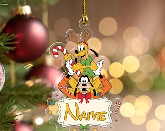 Custom Name Goofy and Pluto Christmas Ornament, Personalized Disney Ornament, Ornament Gift For Kids, Disney D2MZ25