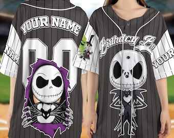 Custom Nightmare Before Jack Skellington Baseball Jersey, Matching Baseball Team Outfit, Adult Toddler Jersey, Disney Xmas Gift NGRJ25