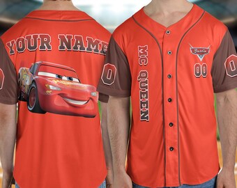 Personalize Disney Cars Lightning Mc queen Baseball Jersey/Custom Disney Cars Youth Baseball Jersey/Disneyland Outfit/Cars Birthday NGPM16