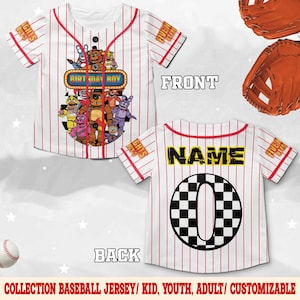 Five Nights at Freddy's Baseball Jersey, FNAF Birthday Shirt, Game Jersey Tee, Spooky Gift for Kids, Custom FNAF Jersey C2EB20