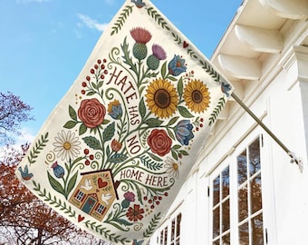 Hate Has No Home Here Garden Flag, Resist Subtle Anti Floral House Flag Retro Liberal Subtle Democrat Flag, FDT Minimalist Decor C2DH10