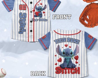 Custom Disney Lilo and Stitch Stitch Baseball Jersey, Gift for Kids, Disney Birthday Gift, Gift For Baseball Fans D2JS15