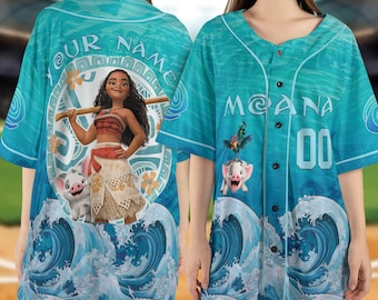 Personalized Disney Moana Baseball Jersey, Moana Movie Baseball Jersey for Kids Adults, Moana Birthday Family Jersey Gift Outfit NGPI20