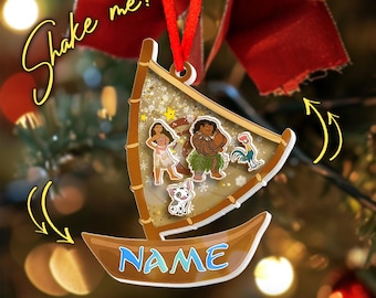 Personalized Moana Christmas Ornament, Disney Princess Moana Shaker Ornament, Christmas Ornament, Disney Christmas Ornament BZJL01