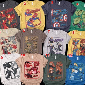 Retro Avengers Disney Marvel Shirt, Spiderman Iron Man Shirt, Birthday Boy, Birthday Girl, Marvel Family Group Matching Tee NHOH04 bild 4