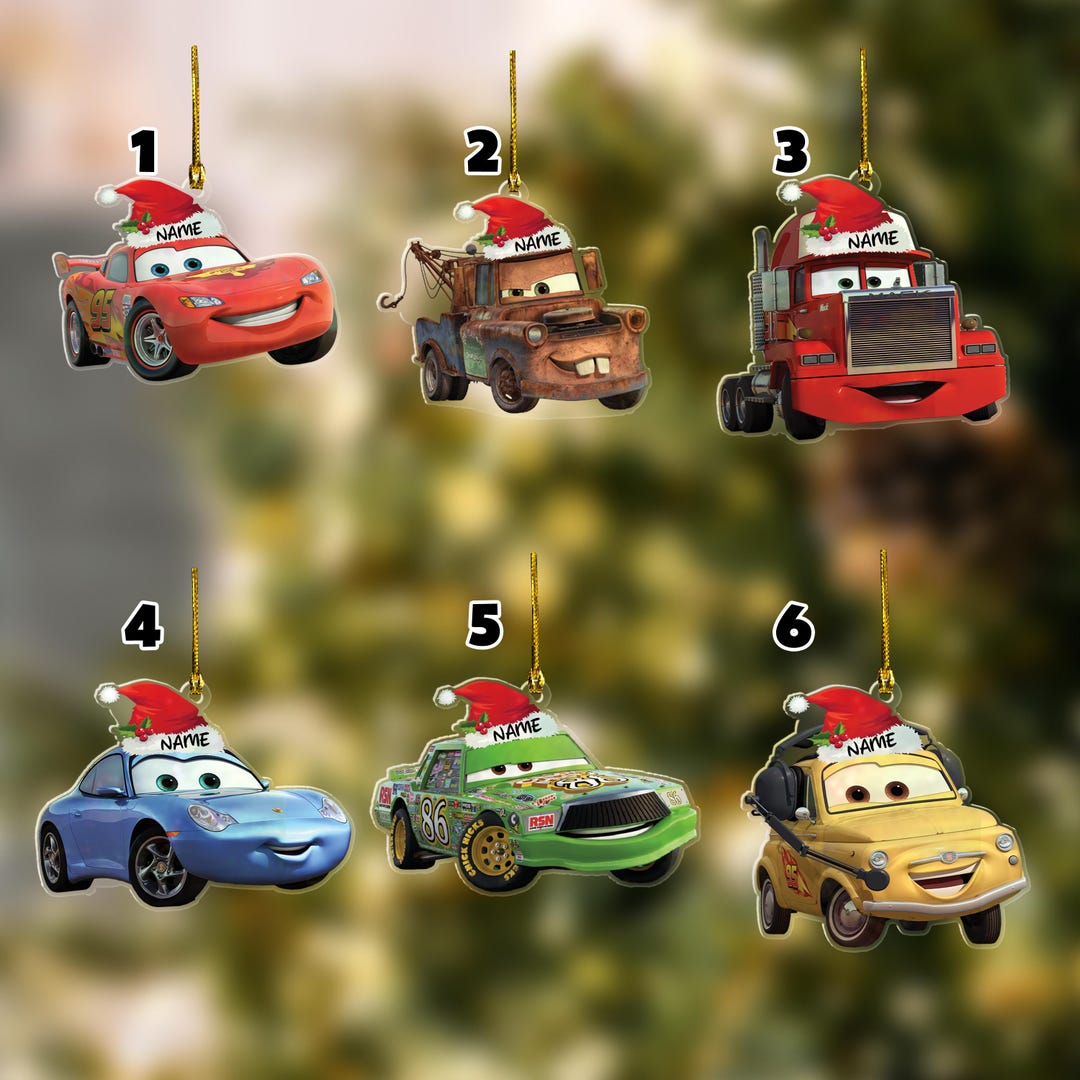Personalized Name Car Characters Christmas Tree Ornament Lightning Personalized Name Car Characters Christmas Tree Ornament Lightning