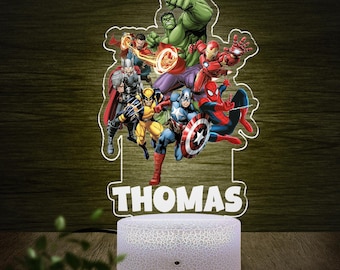 Personalised LED Superhero Lamp, Kids Night Light Gift, Kids Hero Light, Baby Boy Light, Birthday Gifts for Kids, Kids Nursery Light D2HY30