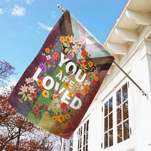 You Are Loved Pride Garden Flag, LGBTQ Support Rainbow Flag, LQBT Pride flag, Gay flag, Lesbian flag, Queer, Progress Flag/Trans Flag NGPS07