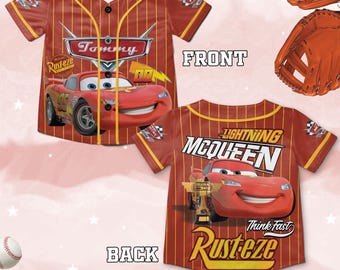 Custom Disney Cars Lightning McQueen Baseball, Custom Cars Baseball Jersey Team, Personalized Disney Baseball Team Outfit D2JS13