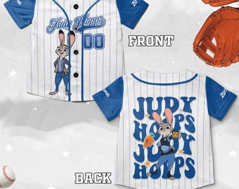 Personalize Disney Zootopia Judy Hopps, Custom Disney Couple, Baseball Family Team Jersey, Disneyland Cute Birthday Gift NGYP07