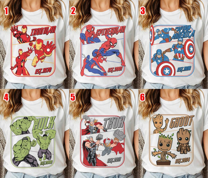 Retro Avengers Disney Marvel Shirt, Spiderman Iron Man Shirt, Birthday Boy, Birthday Girl, Marvel Family Group Matching Tee NHOH04 bild 14