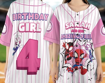 Custom Spidey and Friends Gwen Ghost Spider Baseball Jersey, Custom Spiderman Baseball Jersey Outfit, Birthday Gift for Fan Family C1GI09