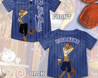 Custom Disney Prince Beast Beauty and the Beast Jersey, Disney Baseball Jersey Sports Outfits Cute Gifts For Fans Disney C1FQ09