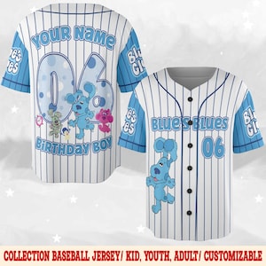 Personalized Blue Clues Baseball Jersey, Blue Dog Lovers Birthday Girl Jersey, Baby Shower Gift, Birthday Boy Gift, Blue Clues D2JL27