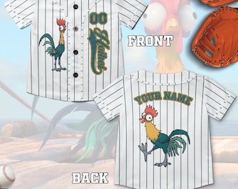 Custom Disney Heihei Moana, Custom Name Disney Game Day Kid Adult Jersey, Gift For Baseball Fan, Disney Princess Matching Outfit C1FQ07