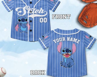 Custom Disney Lilo and Stitch Stitch Baseball Jersey, Gift for Kids, Disney Birthday Gift, Gift For Baseball Fans C1E121