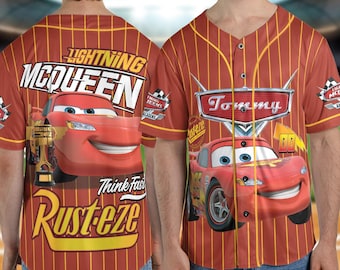 Custom Disney Cars Lightning McQueen Baseball, Custom Cars Baseball Jersey Team, Personalized Disney Baseball Team Outfit D2JS13