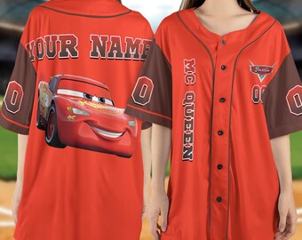 Personalize Disney Cars Lightning Mc queen Baseball Jersey/Custom Disney Cars Youth Baseball Jersey/Disneyland Outfit/Cars Birthday NGPM16