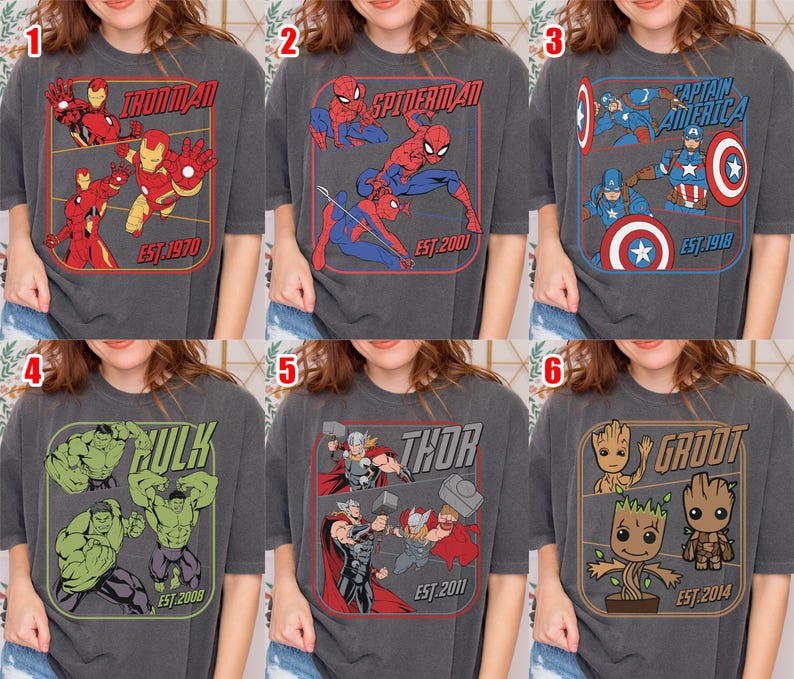 Retro Avengers Disney Marvel Shirt, Spiderman Iron Man Shirt, Birthday Boy, Birthday Girl, Marvel Family Group Matching Tee NHOH04 bild 11