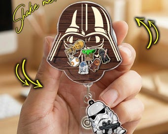 Custom Disney Star Wars Shaker Badge Reel, Disney Galaxy Acrylic ID Holder, Funny Han Solo Goofy Stormtrooper Reel,star Wars Fan C2C517