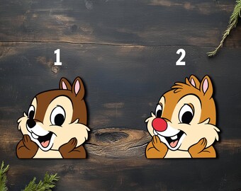 Chip and Dale Peeking Car Decal, Waterproof Vinyl Sticker Pack, Bumper Waterproof Vinyl Stickers, Pack Stickers, Decal G5M305