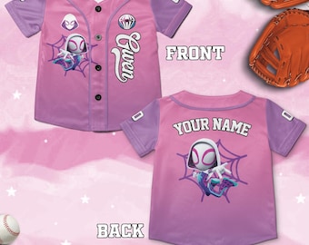 Personalized Ghost Spider Spidey And His Amazing Friends Baseball Jersey, Baseball Jersey Kids, Youth, Adult, Spider Birthday Jersey NGQ120
