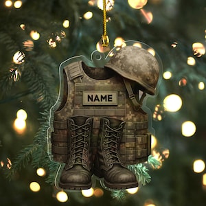 Military Uniform Ornament, Acrylic/Wooden Personalized With Name Ornament, Military Car Ornament Gift, Military Gift 2D Flat Ornament JCQT13